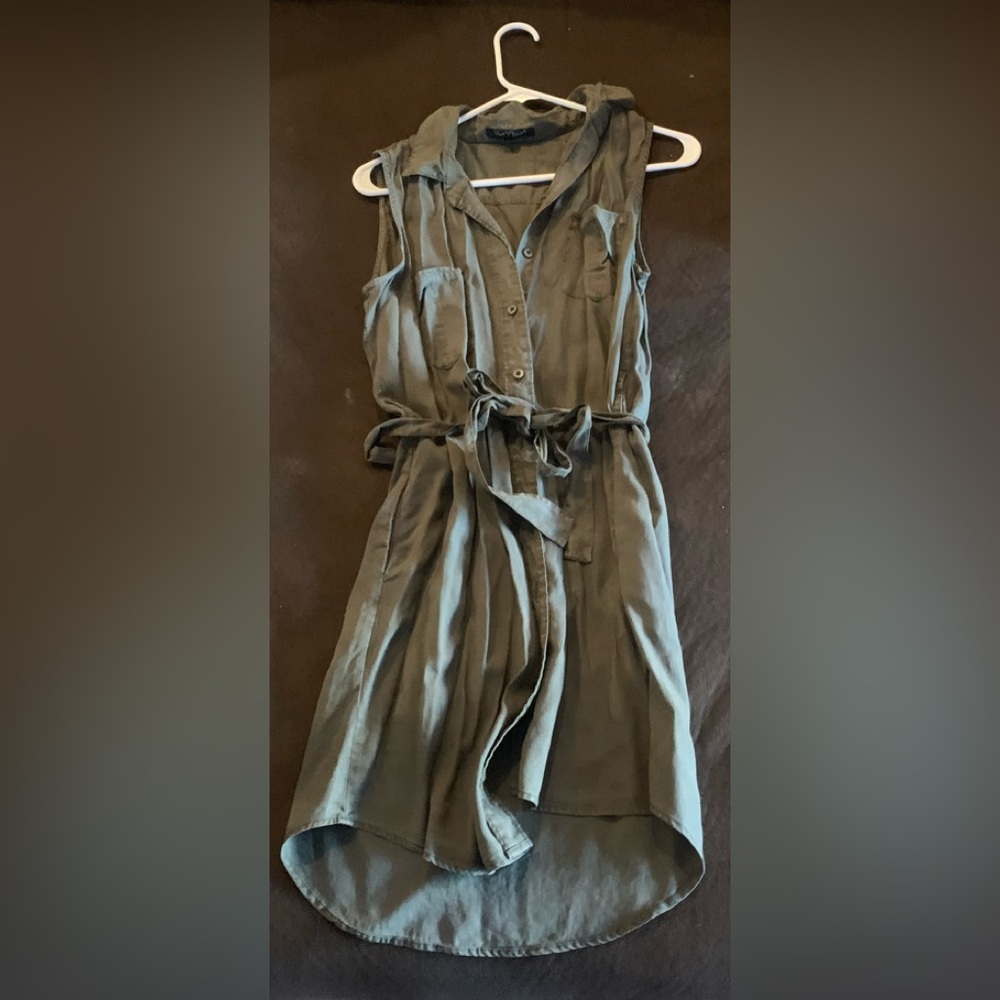 Velvet heart green button up dress
